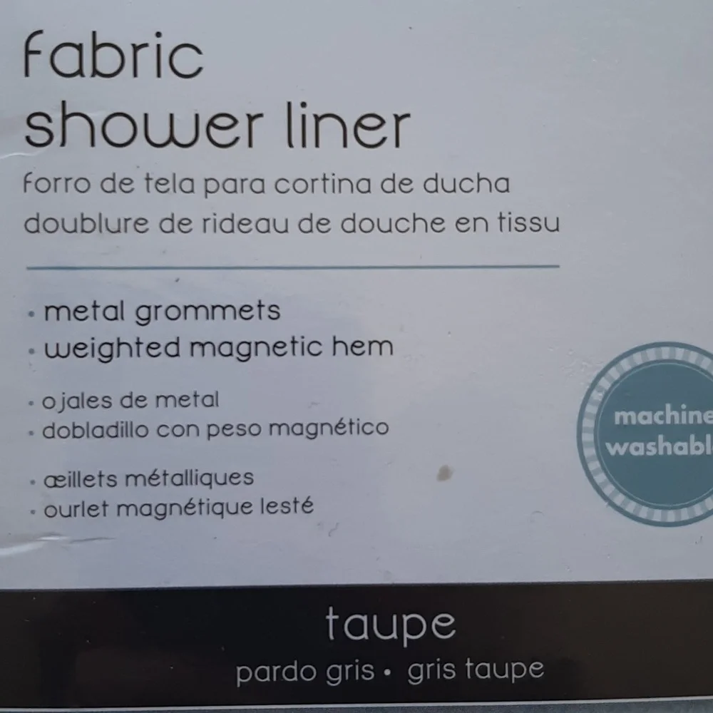 Zenna Home Taupe Fabric Washable Shower Liner